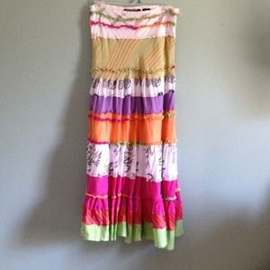 Funky multi colored and print maxi skirt