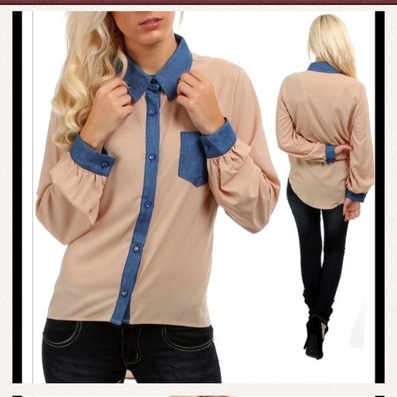 Tops - 🎉Host Pick🎉 bundle tan shirt and blue and black