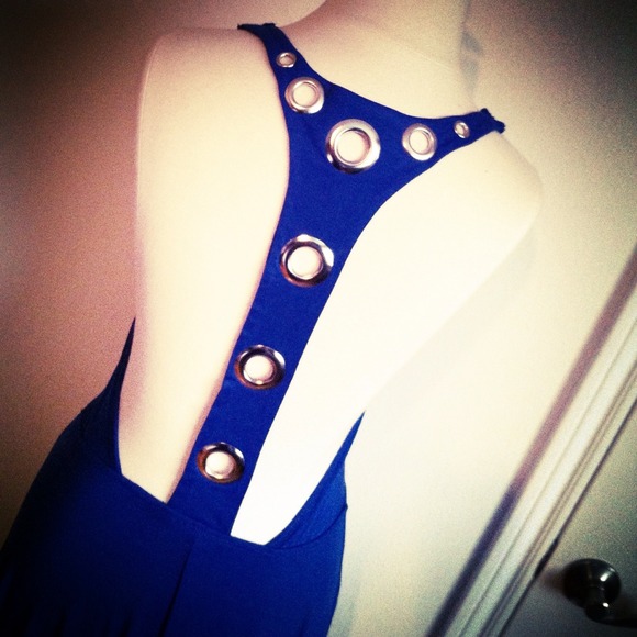 SOLD ON SALE Blue T-Back Gladiator Dress Grommets - Picture 3 of 4