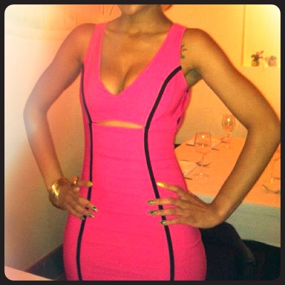 Bright Pink Mini Dress w' cut-out!