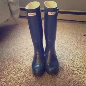 Hunter Classic Tall Gloss Boots - Navy - 9M/10F