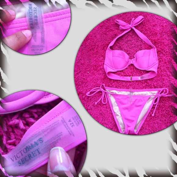 3 Victoria's Secret bikinis (coral, pink, & white) - Picture 2 of 3