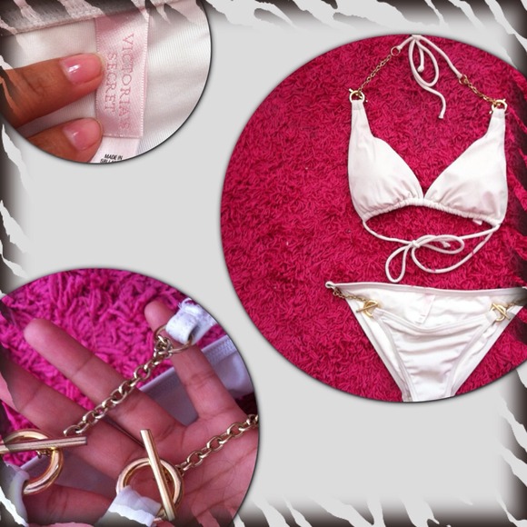 3 Victoria's Secret bikinis (coral, pink, & white) - Picture 3 of 3