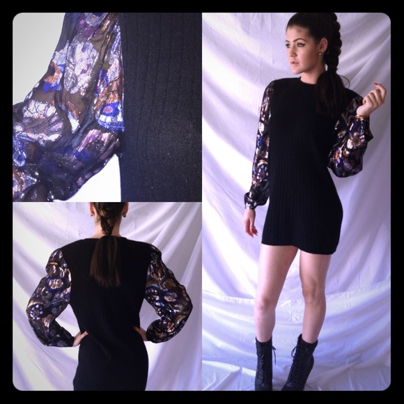 Metallic sleeved Sweater Tunic