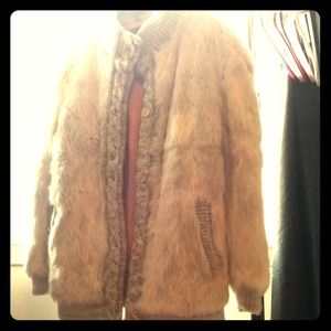 White/Tan Rabbit Fur Coat