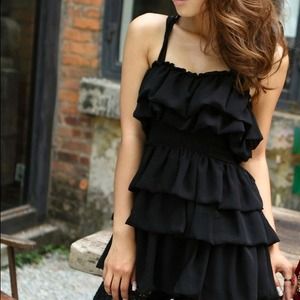 Black Ruffle Top