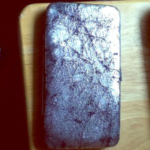 Silver metallic clutch wallet
