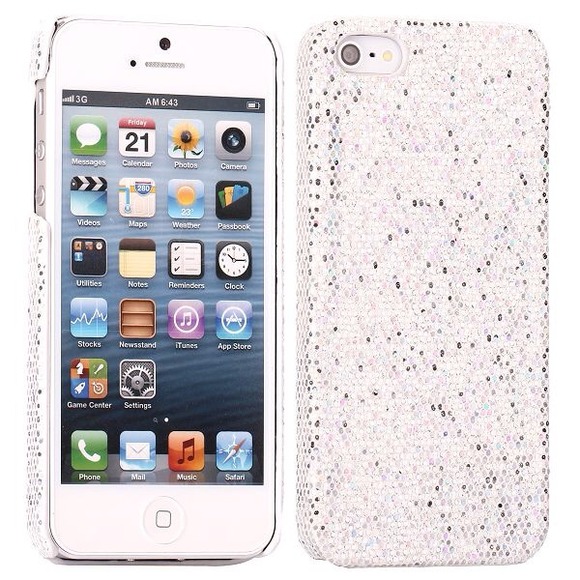 Bling Sequins Hard Cover Case for iPhone5 (Silver)