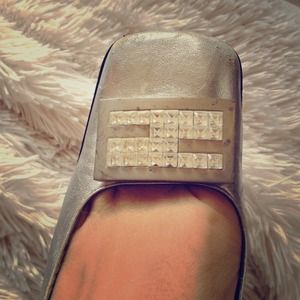 Fendi silver leather heals AUTHENTIC Fendi