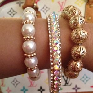 Bedazzled Gold Metal BANGLE Bracelet