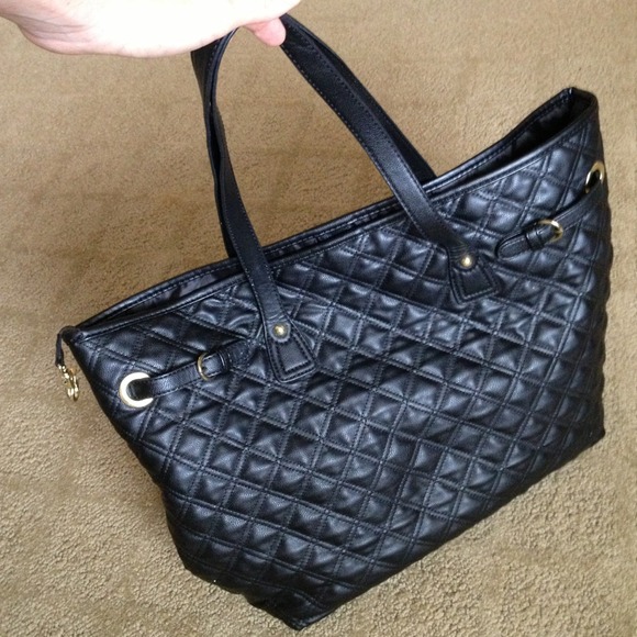 Black faux leather purse/bag w/ gold detail