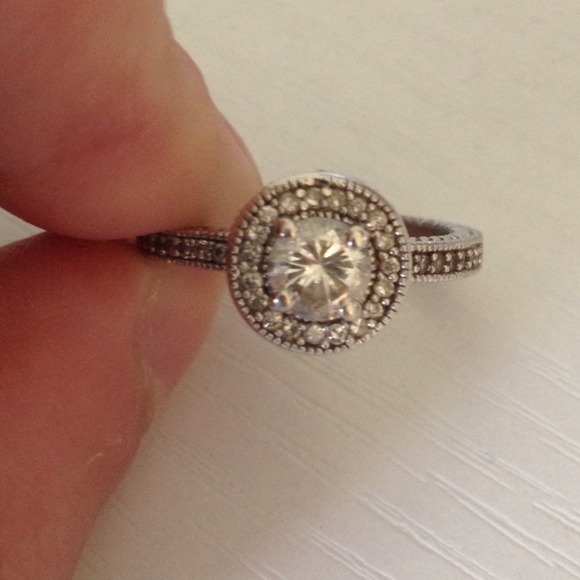 NEED GONE ASAP!! Sterling Silver  CZ Halo Cut Ring