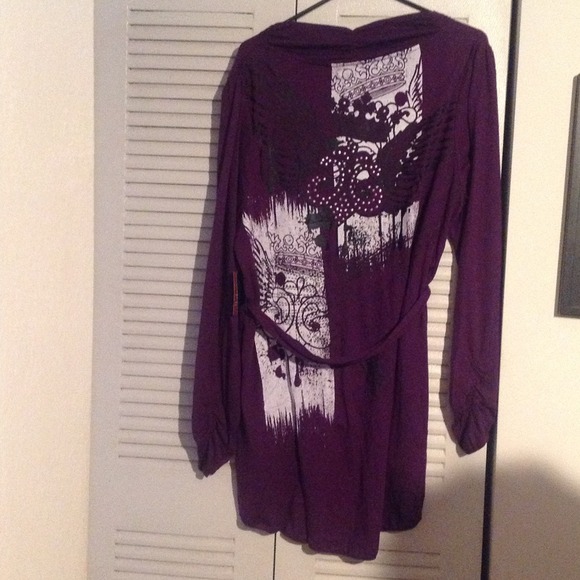 Dereon robe cover up with Rhinestone Graphic 1X