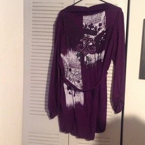 Dereon robe cover up with Rhinestone Graphic 1X