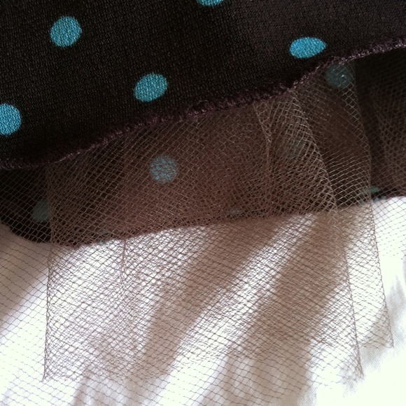 Dark brown dress with blue polka dots - Picture 2 of 4