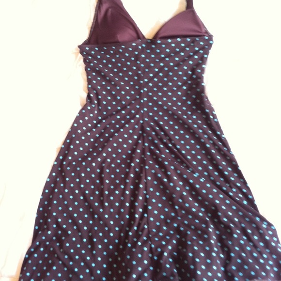 Dark brown dress with blue polka dots - Picture 4 of 4