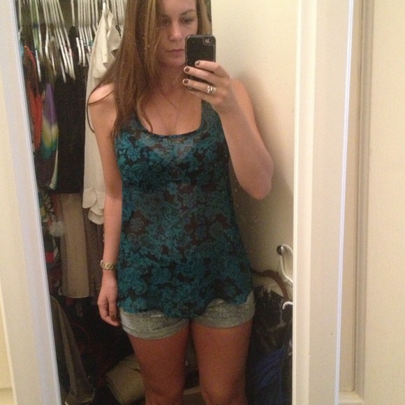 Turquoise Printed Tank - Picture 2 of 2