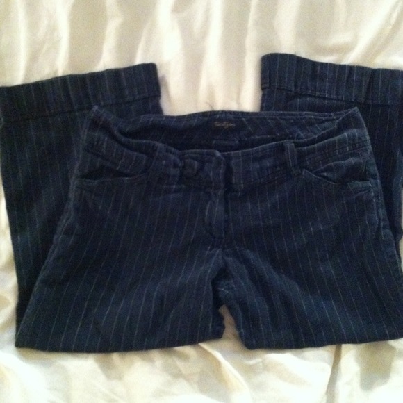 ✂️Sale✂️Capri Pant Black w/ White Pinstripe Small - Picture 1 of 3