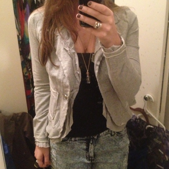 Gray Ruffle Blazer