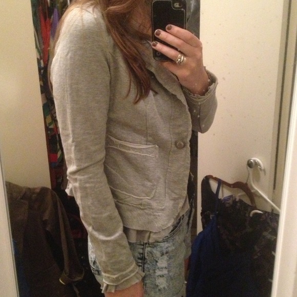 Gray Ruffle Blazer - Picture 2 of 3