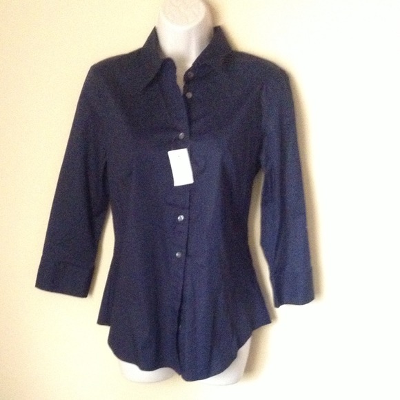 J Crew navy blue button up. NWT.