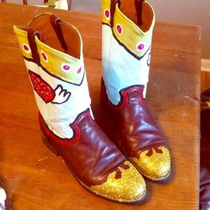 Hand painted cowboy boots sz 7.5