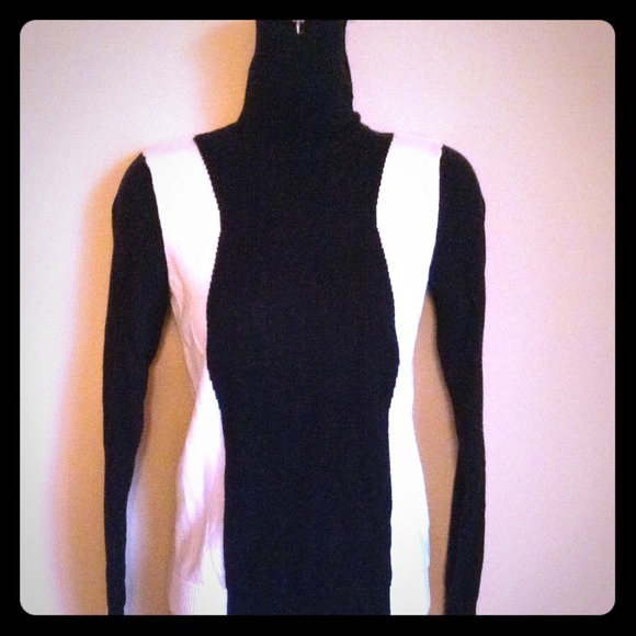 Slimming color block turtle neck