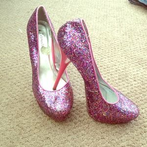 Pink sparkly heels