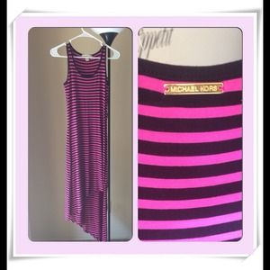 Michael Kors Dress Sleeveless Striped High-Low Hem