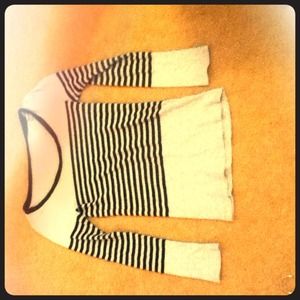 Grey and black striped long sleeve shirt