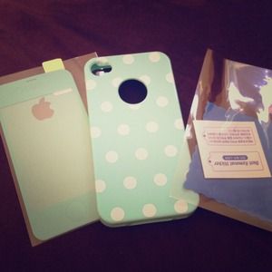 Mint polka dot iPhone case for 4 or 4s
