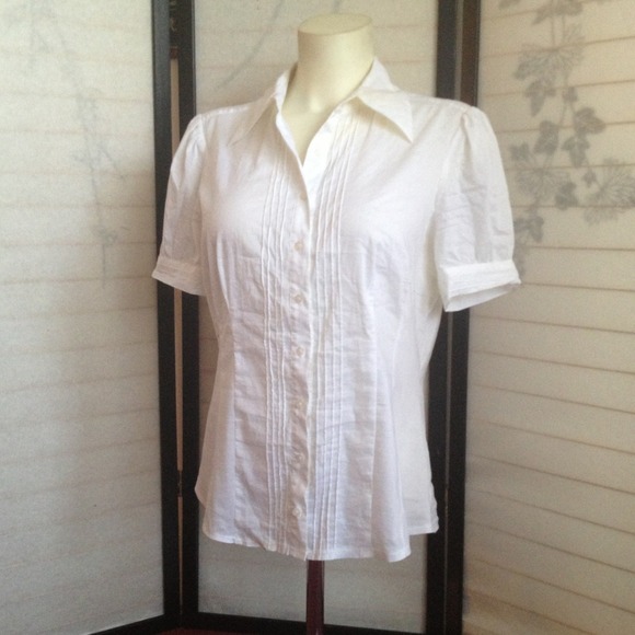 Bebe White Button Up Top Shirt Large - Picture 1 of 5