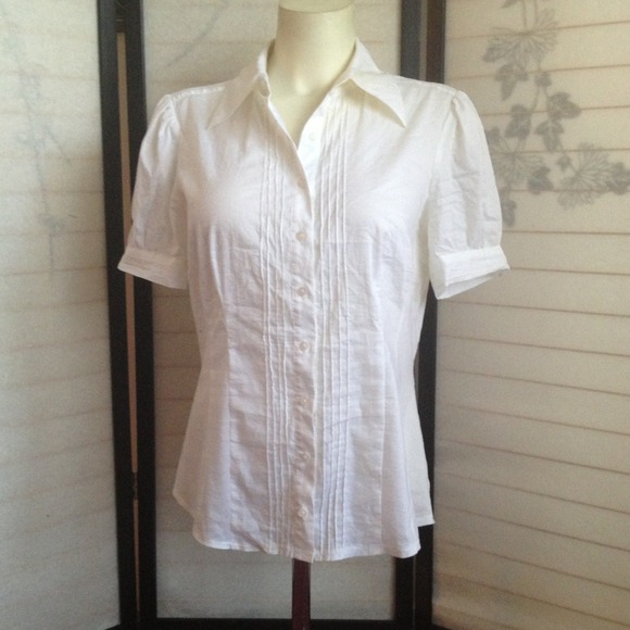 Bebe White Button Up Top Shirt Large - Picture 2 of 5