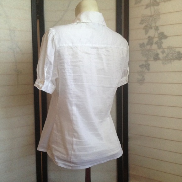 Bebe White Button Up Top Shirt Large - Picture 3 of 5