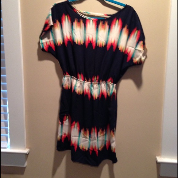Boutique Navy tie dyed dress. - Picture 1 of 4
