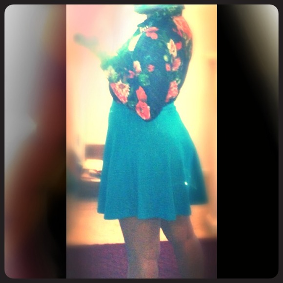 Floral Shirt and Skater Skirt