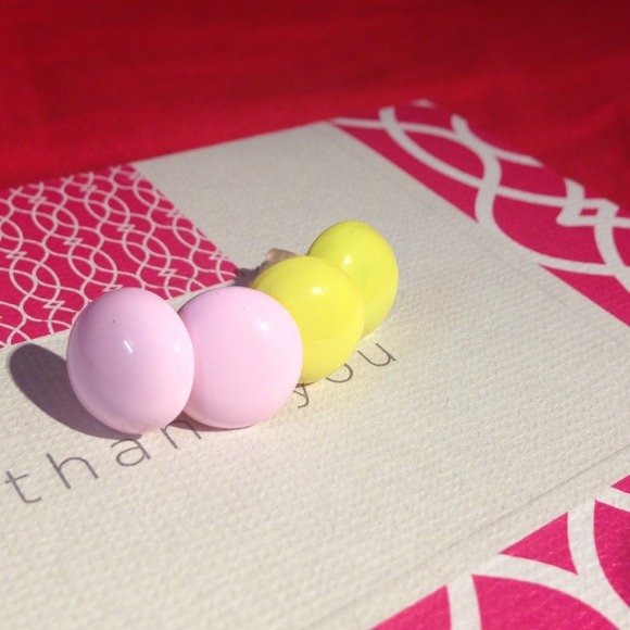 New pink and yellow simple earrings