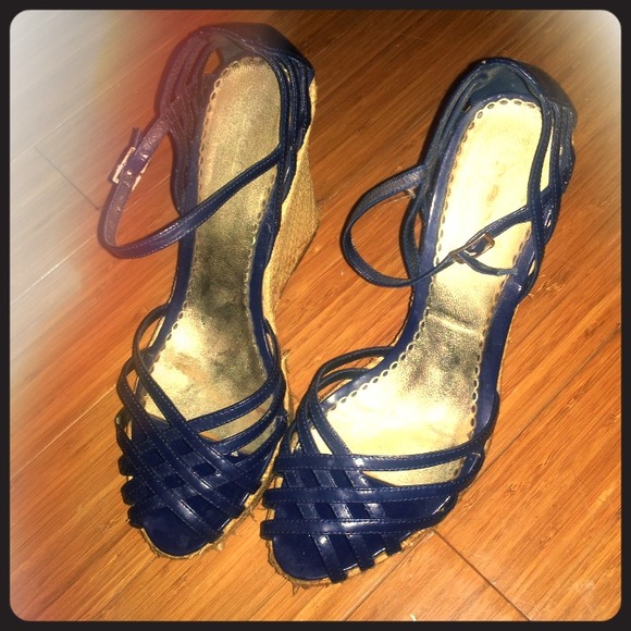 Bebe raffia covered wedges sz9