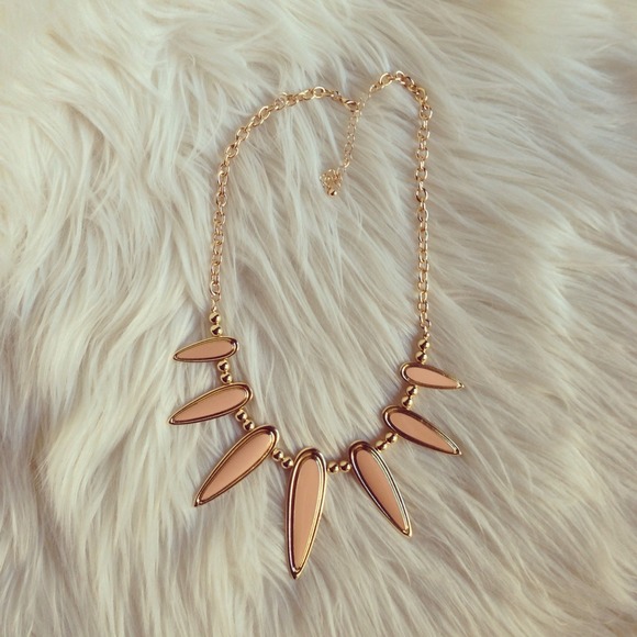 Jewelry - Cone dagger necklace - peach + clutch