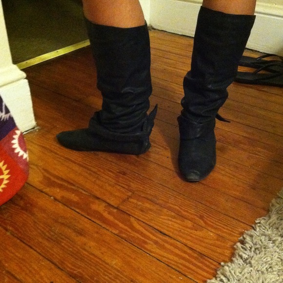 Wet seal faux leather boots