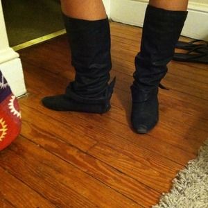 Wet seal faux leather boots