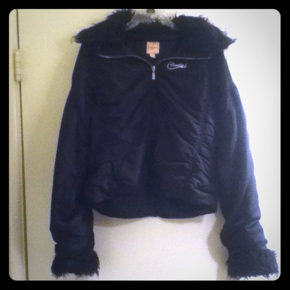 Candies Black Furred Jacket (not real fur)