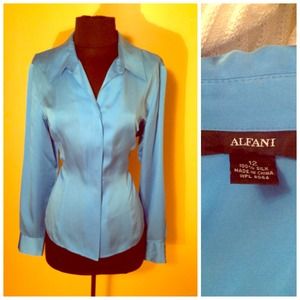 Sky blue silk blouse