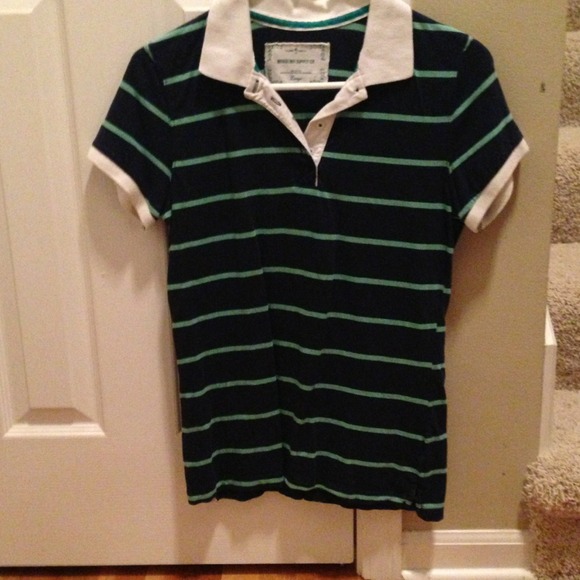 2 Mossimo polo shirts pink & aqua/navy & mint grn - Picture 3 of 4