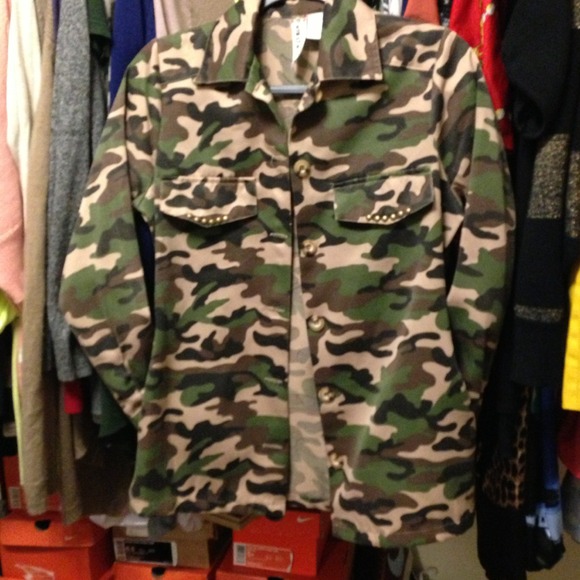 Studded Camo button up / jacket