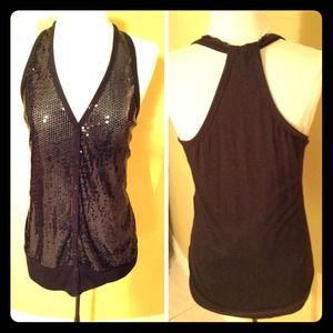 Black sequence sweater vest