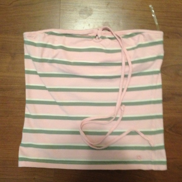Pink Gray and White Halter Top