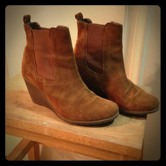 Suede wedge booties