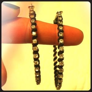 Brown and Rhine stones hoop earrings