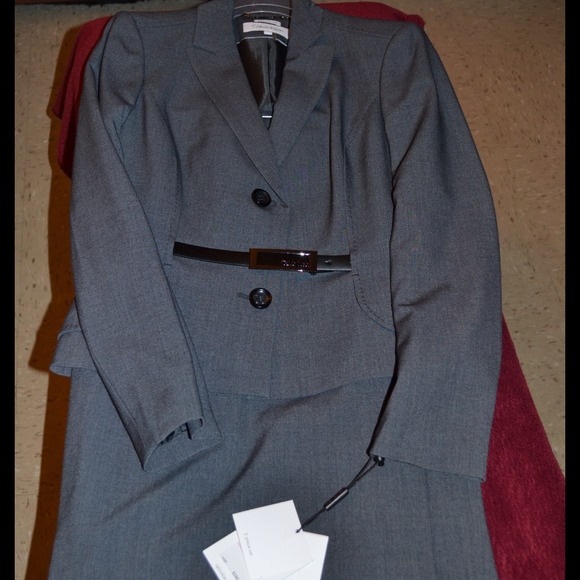 Calvin Klein skirt suit, gray
